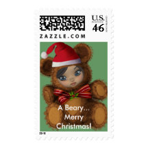 Beary Merry Christmas Postage Stamps