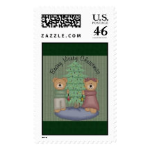Beary Merry Christmas Postage Stamps