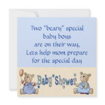 Beary Special Twin Boy Baby Shower Invites