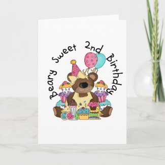 Beary Sweet 2nd Birthday T-shirts and Gifts card