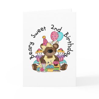 Beary Sweet 2nd Birthday T-shirts and Gifts card