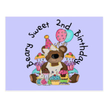 Beary Sweet 2nd Birthday T-shirts and Gifts Postcard