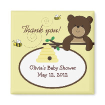 Beary Sweet Bear & Bee Baby Shower Favor Magnet