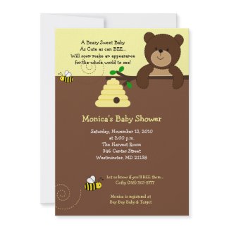 Beary Sweet Bear & Bee Baby Shower Invitation invitation
