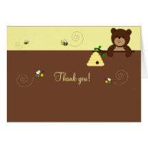BEARY SWEET BEAR & BEE Folded Thank you note Greeting Cards