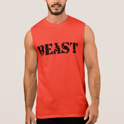 Beast Men&#39;s Ultra Sleeveless Red Gym T-Shirt
