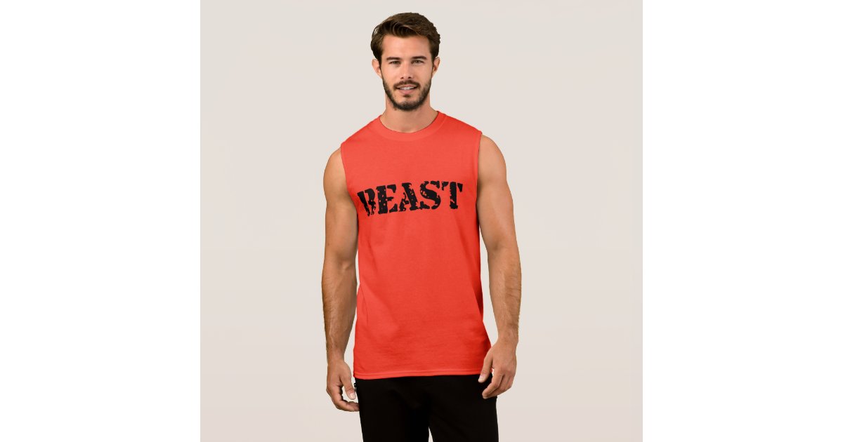 Beast Men's Ultra Sleeveless Red Gym TShirt Zazzle