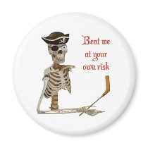 Beat Me Hockey Pirate Magnet