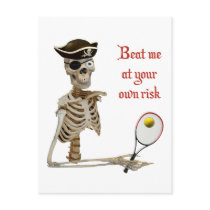 Beat Me Tennis Pirate Postcard