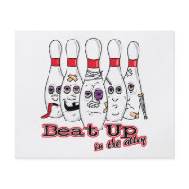 beat up in the alley bowling pins humor full color flyer