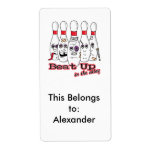 beat up in the alley bowling pins humor custom shipping labels