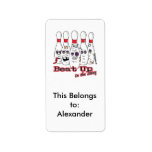 beat up in the alley bowling pins humor custom address label