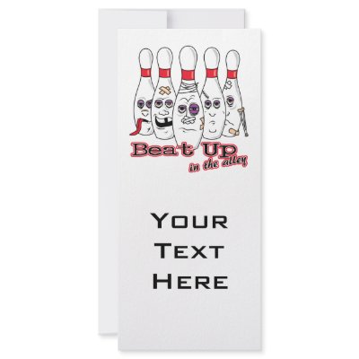 beat up in the alley bowling pins humor full color rack card by sports_shop