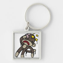 Beat up SOCK MONKEY Keychain