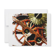 Beaten Up Clock Gears invitations