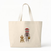 Beatnik Sock Monkey Tote Bags