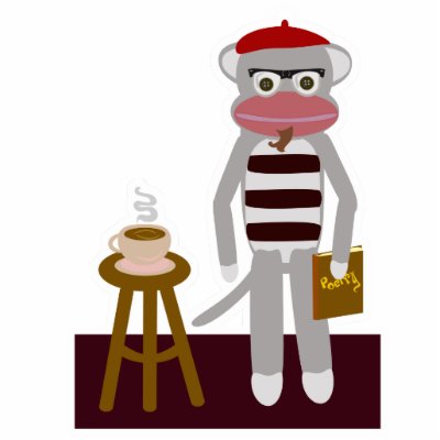 Beatnik Sock Monkey Cutout Sculpture Cut Outs by Retrofort