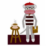 Beatnik Sock Monkey Cutout Sculpture Cut Outs