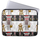 Beatnik Sock Monkey Striped Pattern Laptop Sleeves