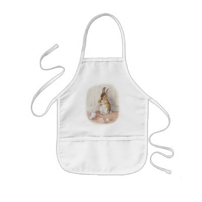 Beatrix Potter Bunny Rabbit Drinking Tea Apron by imagina