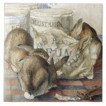 Beatrix Potter Christmas Rabbits Art Tile Trivet