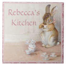 Beatrix Potter Rabbit Custom Art Tile or Trivet