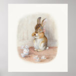 Beatrix Potter Rabbit Drinking Tea Poster Print