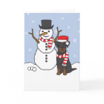 Beauceron and Snowman Greeting Card