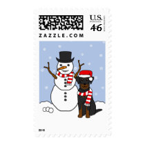 Beauceron and Snowman Postage Stamps