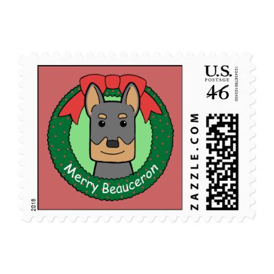 Beauceron Christmas Stamp by dogcartoons