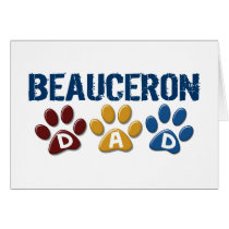 BEAUCERON DAD Paw Print Greeting Cards
