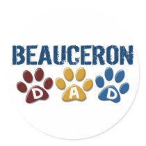 BEAUCERON DAD Paw Print Round Stickers