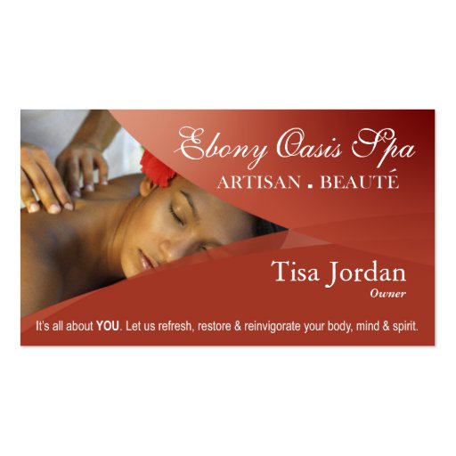 Beauté Salon Day Spa Massage Therapy Aromatherapy Business Card (front side)