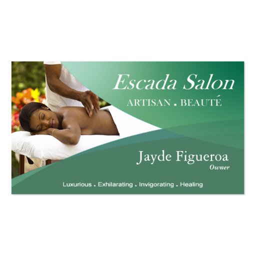 Beauté Salon Day Spa Massage Therapy Aromatherapy Business Card Template (front side)