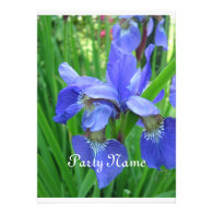 Beautfiul blue iris and green leaves custom invites