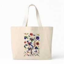 Beautful Jacobean Bird of Paradise Embroidery Canvas Bags