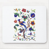 Beautful Jacobean Bird of Paradise Embroidery Mouse Pads