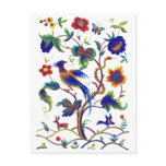Beautful Jacobean Bird of Paradise Embroidery Postcard