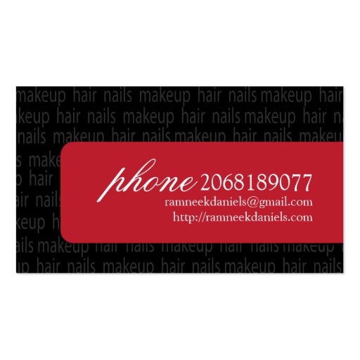 Beautician Business Card (back side)