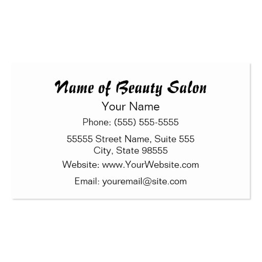 Beautician Pink and Black Girly Girl Hair Stylist Business Card Template (back side)