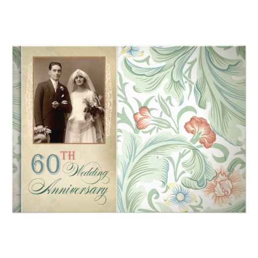 beautiful 60th wedding anniversary photo invites