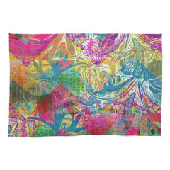 Beautiful Abstract Colorful Floral Swirls Flourish Hand Towel
