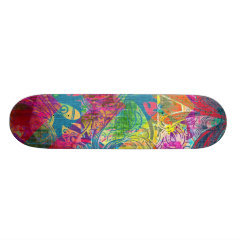 Beautiful Abstract Colorful Floral Swirls Flourish Skate Board