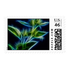 Beautiful Abstract Teal Lime Green Flower Art Stamps