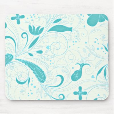 Beautiful aqua blue floral wedding gift mousepad