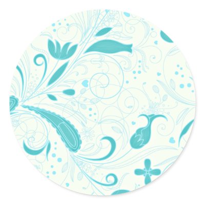 Beautiful aqua blue floral wedding gift stickers by vectortopia