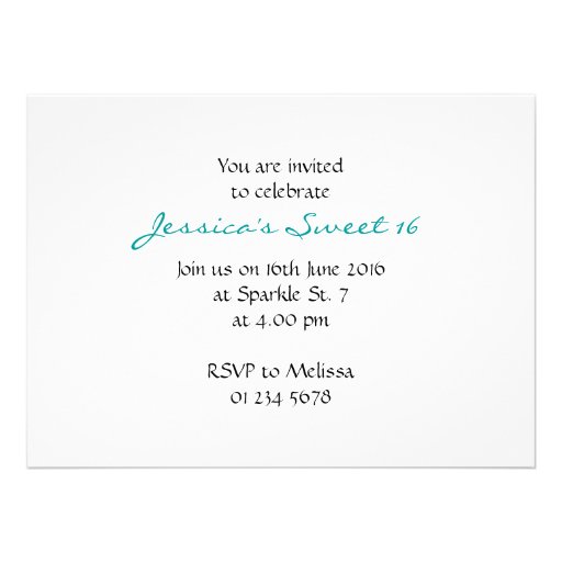 Beautiful Aqua blue glitter sparkles Sweet 16 Personalized Announcement