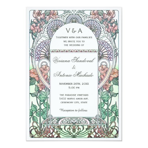 Beautiful Art Nouveau Wedding Invitations Zazzle