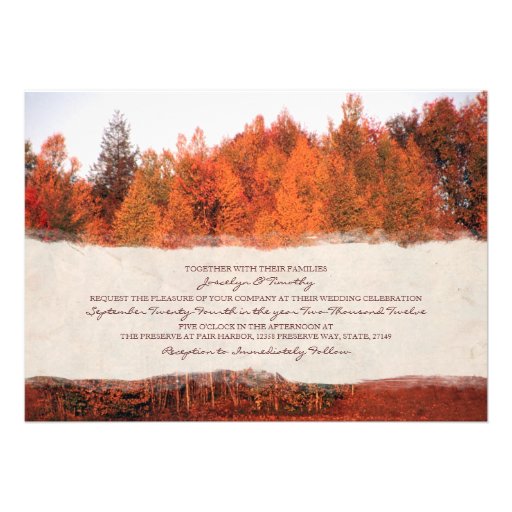 Beautiful Autumn Trees Wedding Invitation