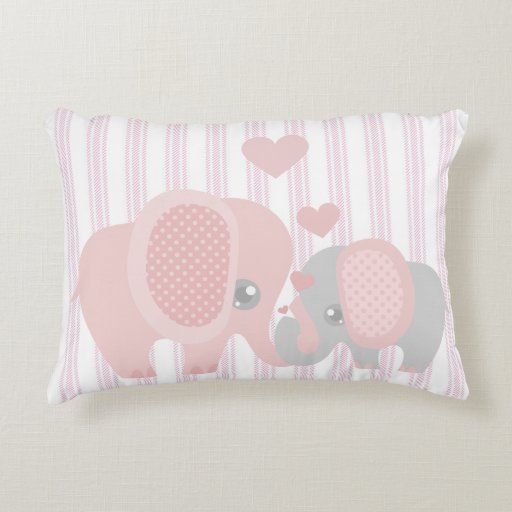Beautiful Baby Girl Pink Elephant Decorative Pillow Zazzle